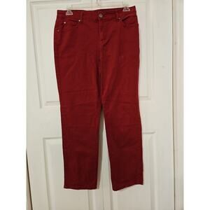 Bandolino Women's Burgandy Mandie Denim Jeans Size 12 High Rise Straight Leg Mom
